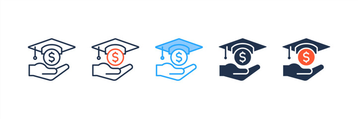 Financial Literacy icon set multiple style collection