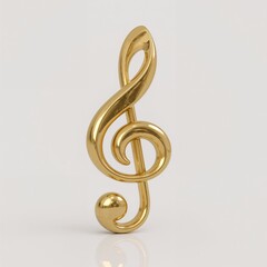 "Luxurious 3D Golden Treble Clef with Polished, Reflective Finish"