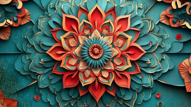 Colorful floral mandala pattern with decorative artistic design
