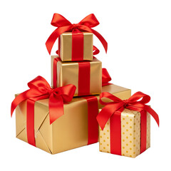 Obraz premium Golden christmas gift boxes isolated