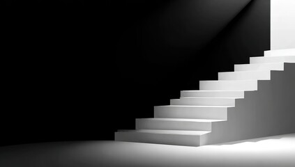 Obraz premium White stairs ascend into a dark space