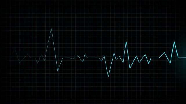 Abstract heartbeat pulse animation. Digital cardiology rhythm monitor seamless broadcast. Neon heartbeat EKG pulse animation. Medical technology graphic healthcare cardiology 4K ultra HD.