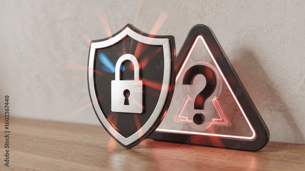 Aufkleber security shield with question mark data protection and uncertainty concept