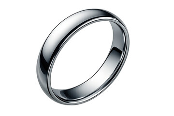 Obraz premium Classic silver wedding ring, gleaming on a transparent background, symbolizing commitment and everlasting love