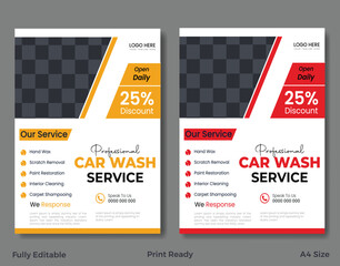 People cleaning car with sponge at car wash Creative car wash car detailing and rental flyer, car service, and price list flyer Car Wash Flyer Poster Layout bundle editable template Car Wash poster