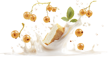 White currant stack with half slice falling png