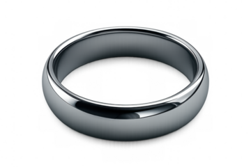 Classic silver wedding ring on a transparent background, perfect for wedding or jewelry-related projects