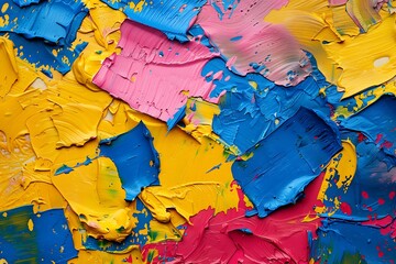 Fototapeta premium An abstract paint explosion using shokh color blocks sunny yellow,