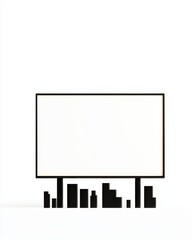 Minimalist Art Display with Black Shapes and White Background