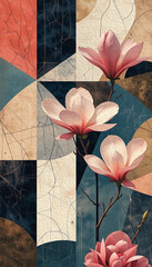Magnolia flowers. Abstract shape . Oil painting