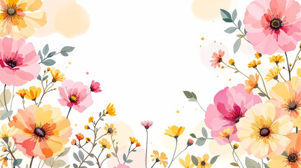A pattern of flowers in warm pastel colors. Seamless patterns of colors in vector. Background of a blooming garden. Print with a floral bouquet on a light background.