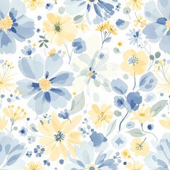 Blue floral watercolor background
