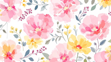 Seamless floral pattern, Colorful watercolour wallpaper