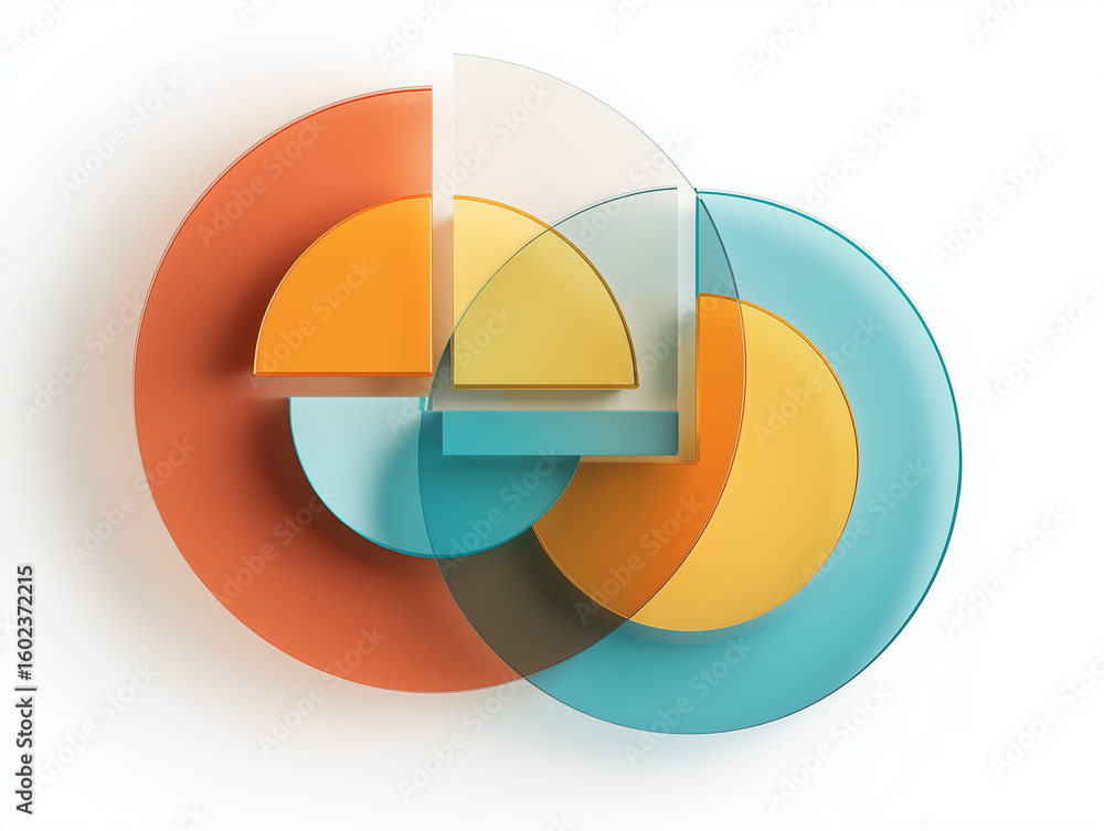 Poster modern geometric design with vibrant colors and transparent layers for creative concepts and visuals
