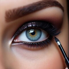 Obraz premium close up of female eye with makeup