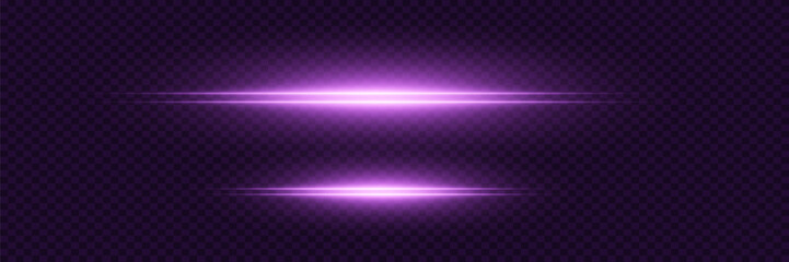 Glowing purple horizontal lines with motion effect on transparent background.