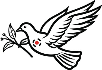 Obraz premium Dove with Olive Branch Symbolizing Peace and Hope in a Minimalist Design