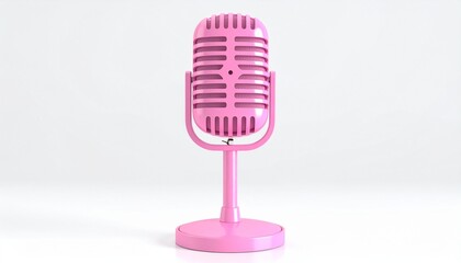 Pink Retro Microphone Minimalist Podcast Cover .