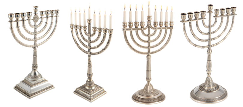 Set of menorah images on transparent background - Powered by Adobe