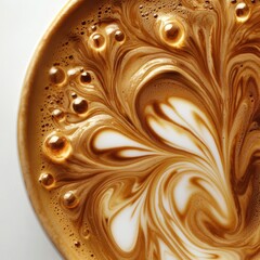 Beautiful Swirling Coffee Foam with Creamy Texture and Rich Color