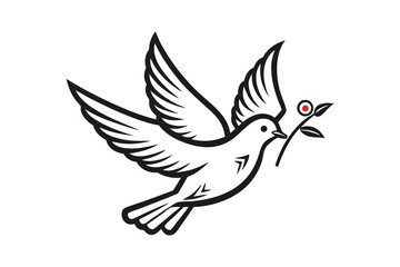 Obraz premium Dove with Olive Branch Symbolizing Peace and Hope in Black and White