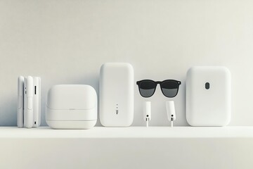 travel adapter kit, leftaligned, luxurious feel, simple composition, white studio setup