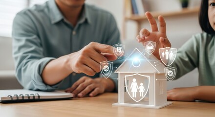 Family Home Protection: Insurance Concept with Father and Child