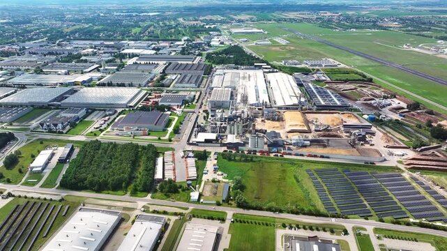 Encompassing view of Kronospan Mielec wood processing plant and surroundings