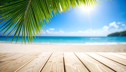 Fototapeta premium Tropical beach scene with wooden platform