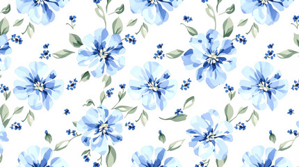 seamless floral pattern, blue watercolour wallpaper