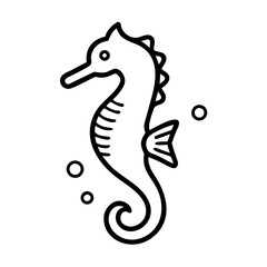 Obraz premium Line art illustration of a seahorse swimming underwater 