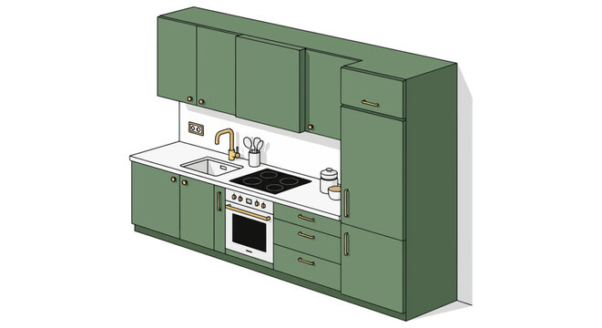 Modern kitchen interior with appliances and storage