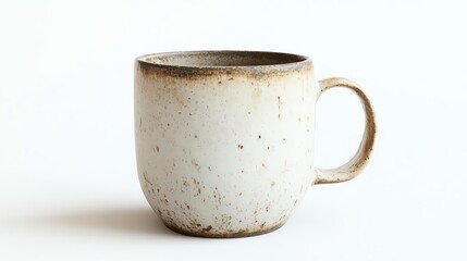 vintage ceramic mug, floating perspective, luxurious feel, soft natural shadow, plain white scene