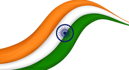 Dynamic India flag wave design with Ashoka Chakra for patriotic celebrations and national pride