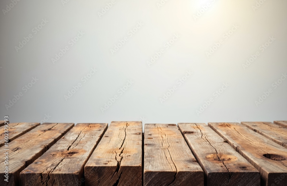 Poster empty wooden table surface with a plain white background and no transparency