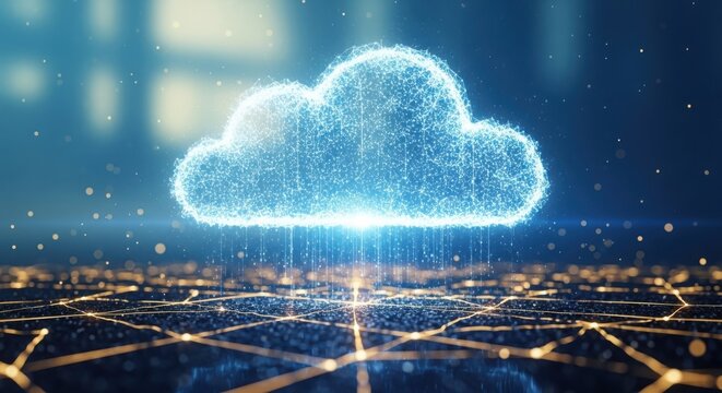 Glowing digital cloud computing network data transfer