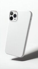 neutral tone phone case, floating perspective, realistic texture, photorealistic mockup style, clean white setting