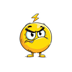 Obraz premium Angry yellow circle emoticon with lightning bolt