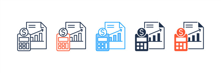 Financial icon set multiple style collection