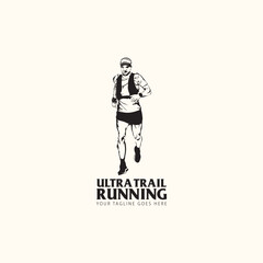 Ultra Trail running logo vector illustration on white background