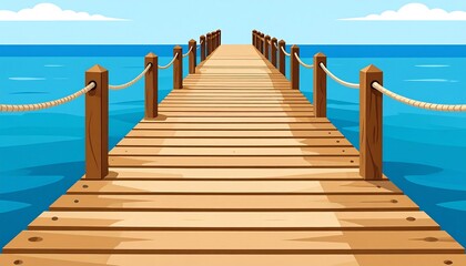 Obraz premium Wooden pier extending into a placid ocean