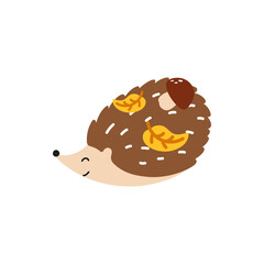 Cute vector illustration of a hedgehog. Perfect for childrens designs, autumn themes, forest animals collections, and seasonal prints