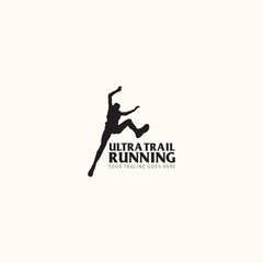 Ultra Trail running logo vector illustration on white background