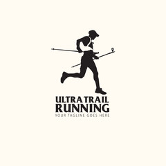 Ultra Trail running logo vector illustration on white background