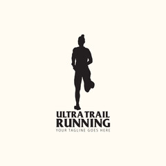 Ultra Trail running logo vector illustration on white background