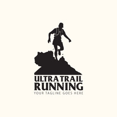 Ultra Trail running logo vector illustration on white background