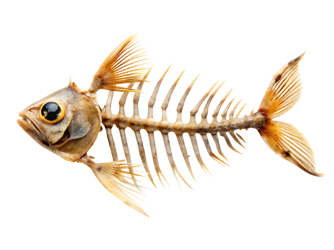 fish bone  isolated on white background PNG, AI GENERATED