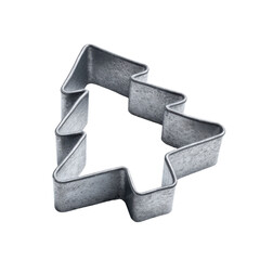 Christmas tree-shaped cookie cutter for holiday baking isolated on transparent background
