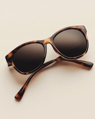 stylish sunglasses, neatly stacked layout, luxurious feel, photorealistic mockup style, clean white setting