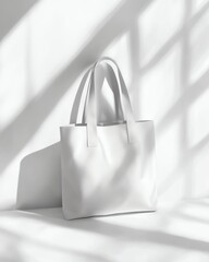 canvas tote with zipper, flat lay with shadows, photorealistic mockup style, aesthetic layout, clean white setting